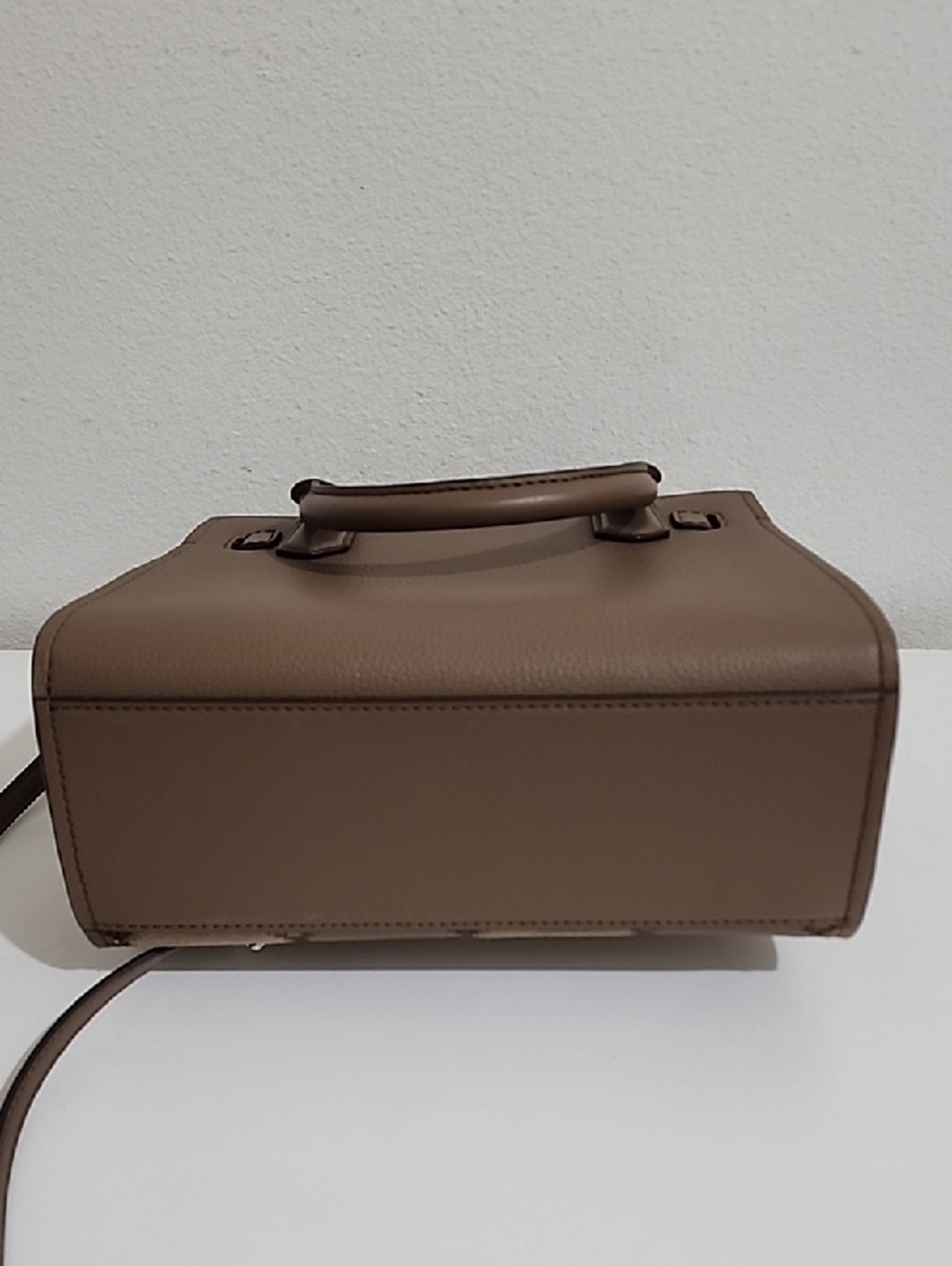 Michael Kors Taupe Patchwork Leather Satchel with Signature Charm - Picture 10 of 13